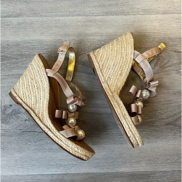 Kate Spade Wedge Sandals with Bow and Pearl - Picture 5 of 8